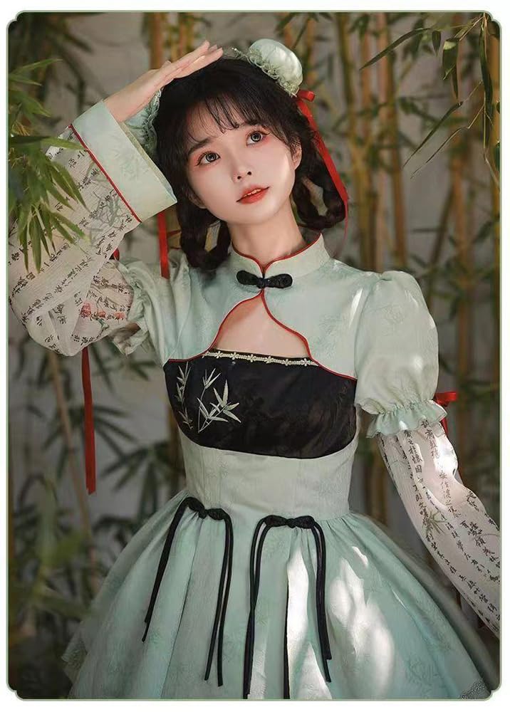 Amazon.co.jp: [スフォン] チャイナドレス ロリータ コスプレ 緑